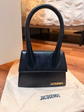 Jacquemus Black Le Chiquito Mini Top-Handle Bag with Gold Logo